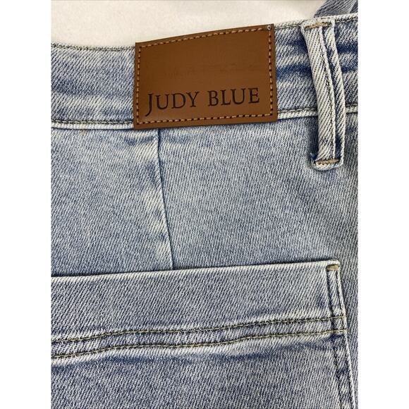 Judy Blue Jogger Jeans Womens Sz 30 Light Wash Denim Big Pockets Hi Rise Roll Up - Picture 4 of 15